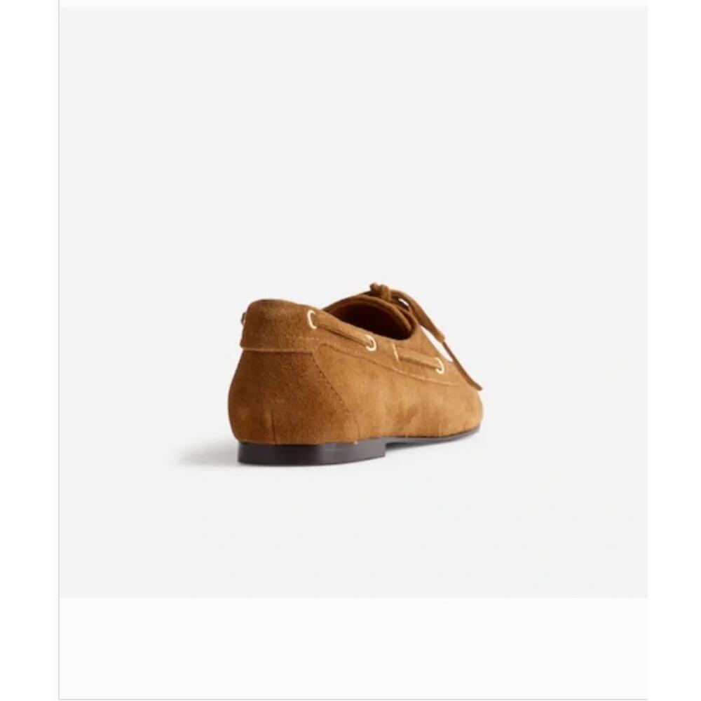 Madewell Jaime Boat Shoe 8 NWT Dried Acorn Brown Tan Suede Flats NX055 Y2K Prep - Picture 2 of 8